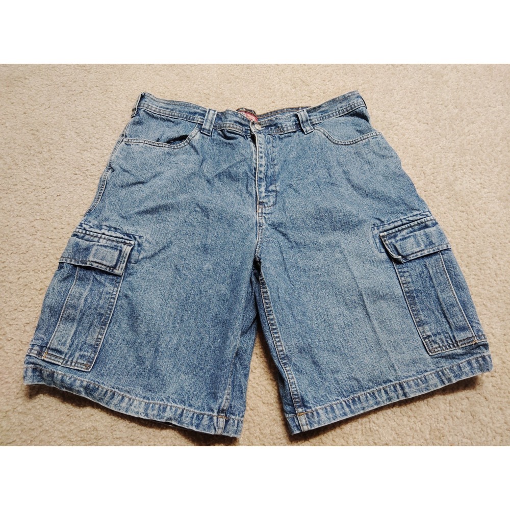 Vintage Faded Glory Jeans Shorts 38 Dark Wash Cargo Baggy Loose Skate Grunge Y2K